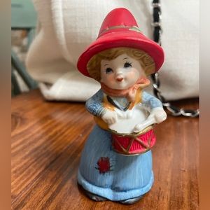Vintage Jasco Merri-Bells Little Boy Drummer Bisque Porcelain Bell